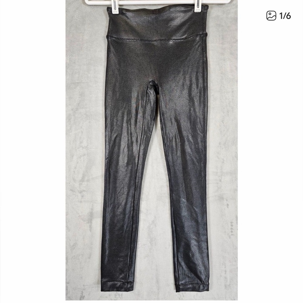 SPANX Faux Leather Moto Jeggings in Black